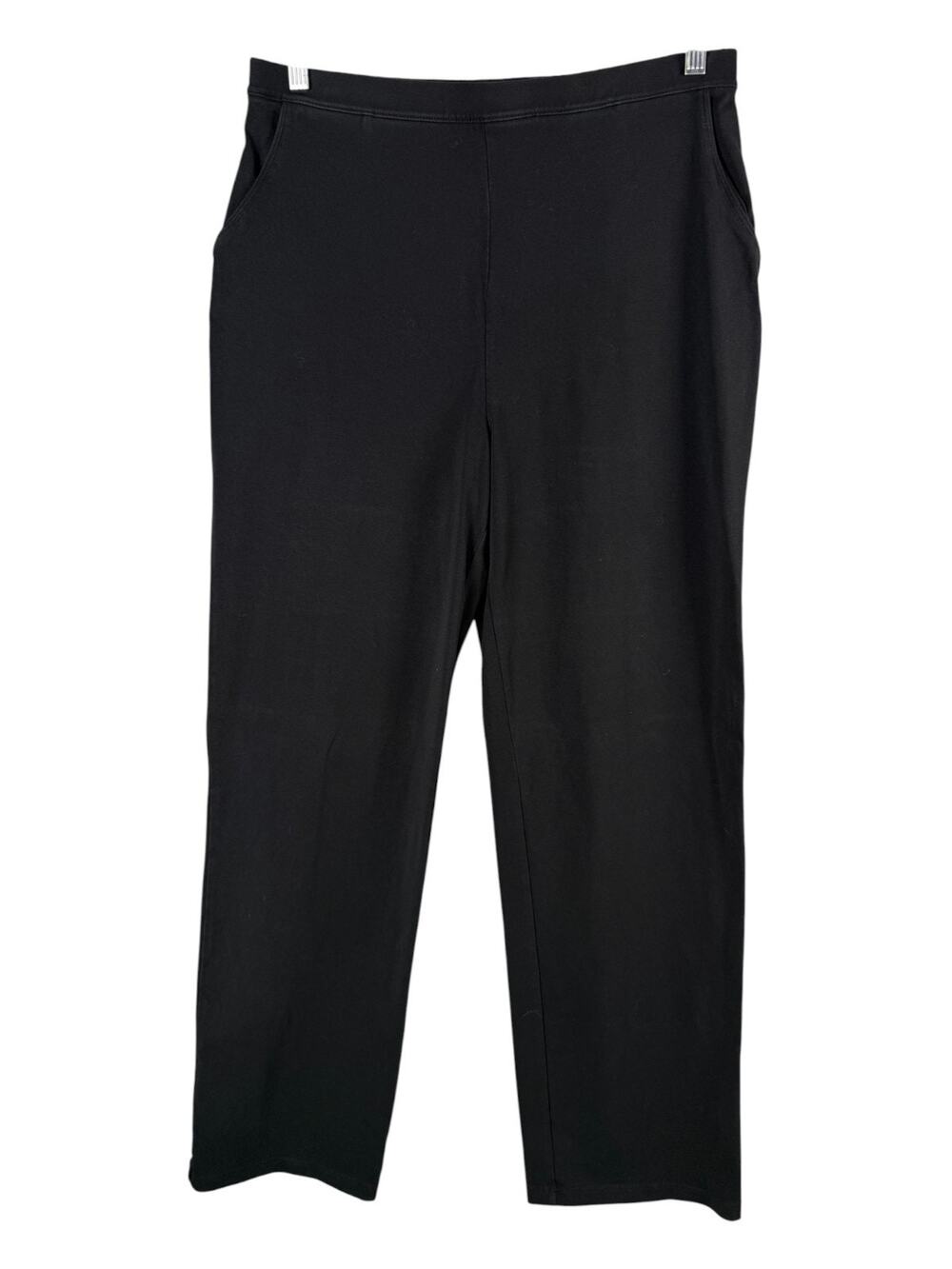 LL Bean Women's Large M/T Perfect Fit Straight Leg Pull On Pants Black Pockets